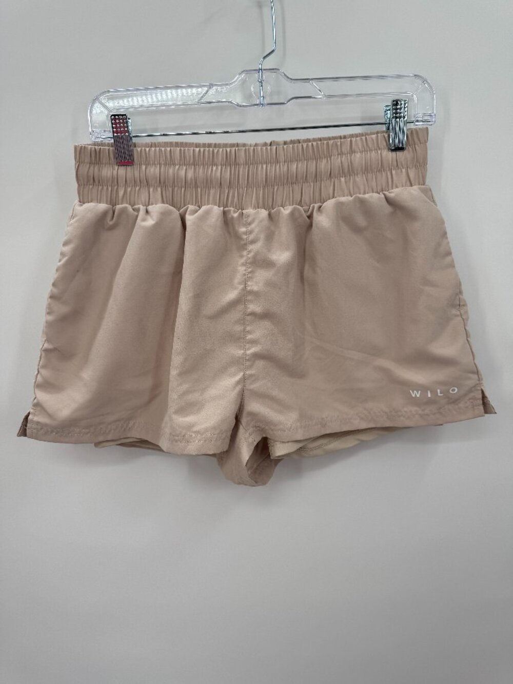 WILO The Label Sand Beige High-Waisted 2-in-1 Lined Running Shorts Women's Size
